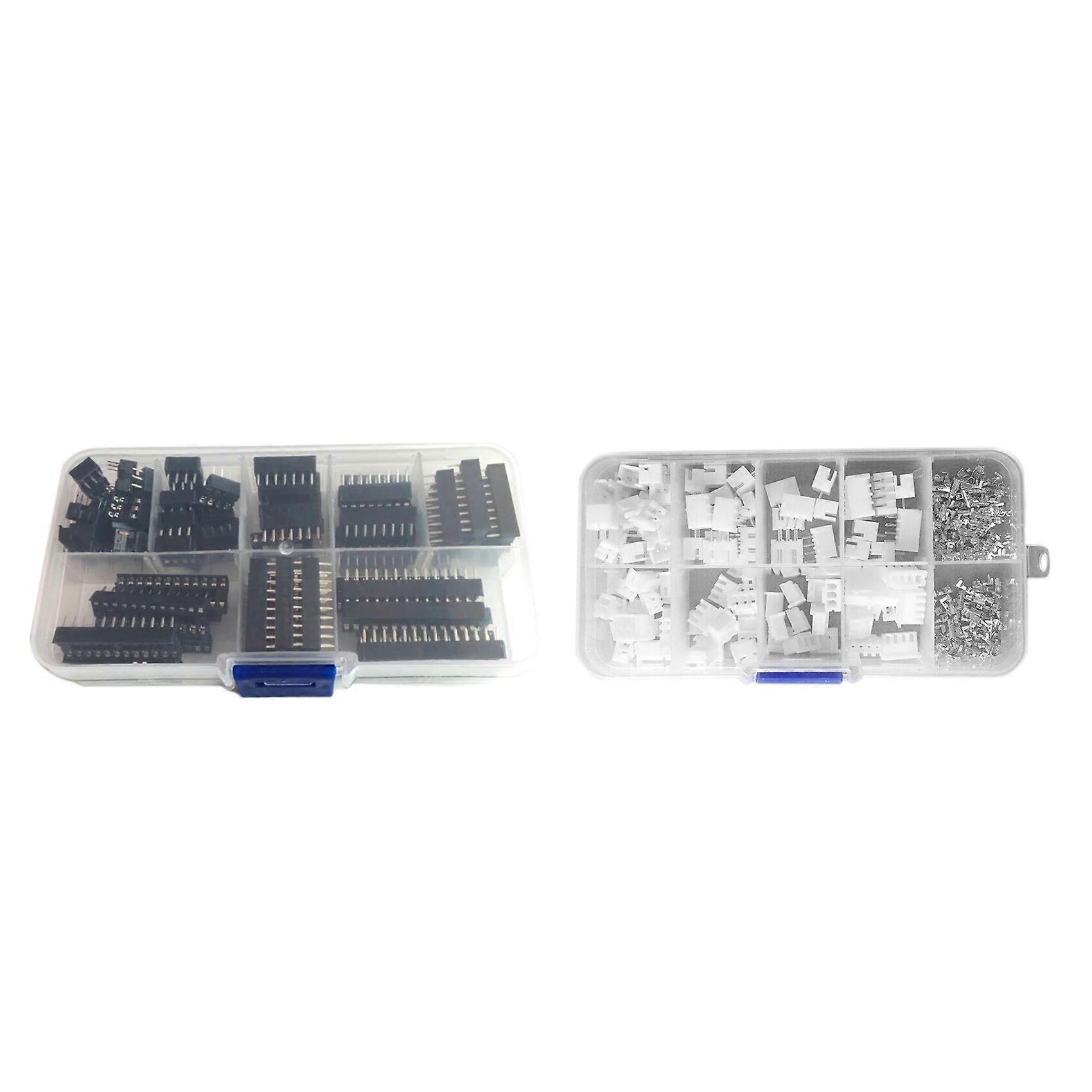250Pcs Terminal Housing Header Wire Connector with 66Pcs DIP IC Sockets Adaptor Solder Type Socket K