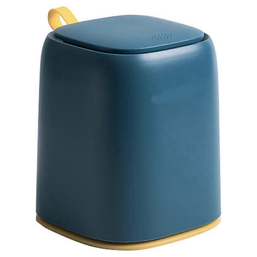 Dark Blue Desktop Trash Bin for Home Use Simple ABS Mini Portable Garbage Can 1.2L