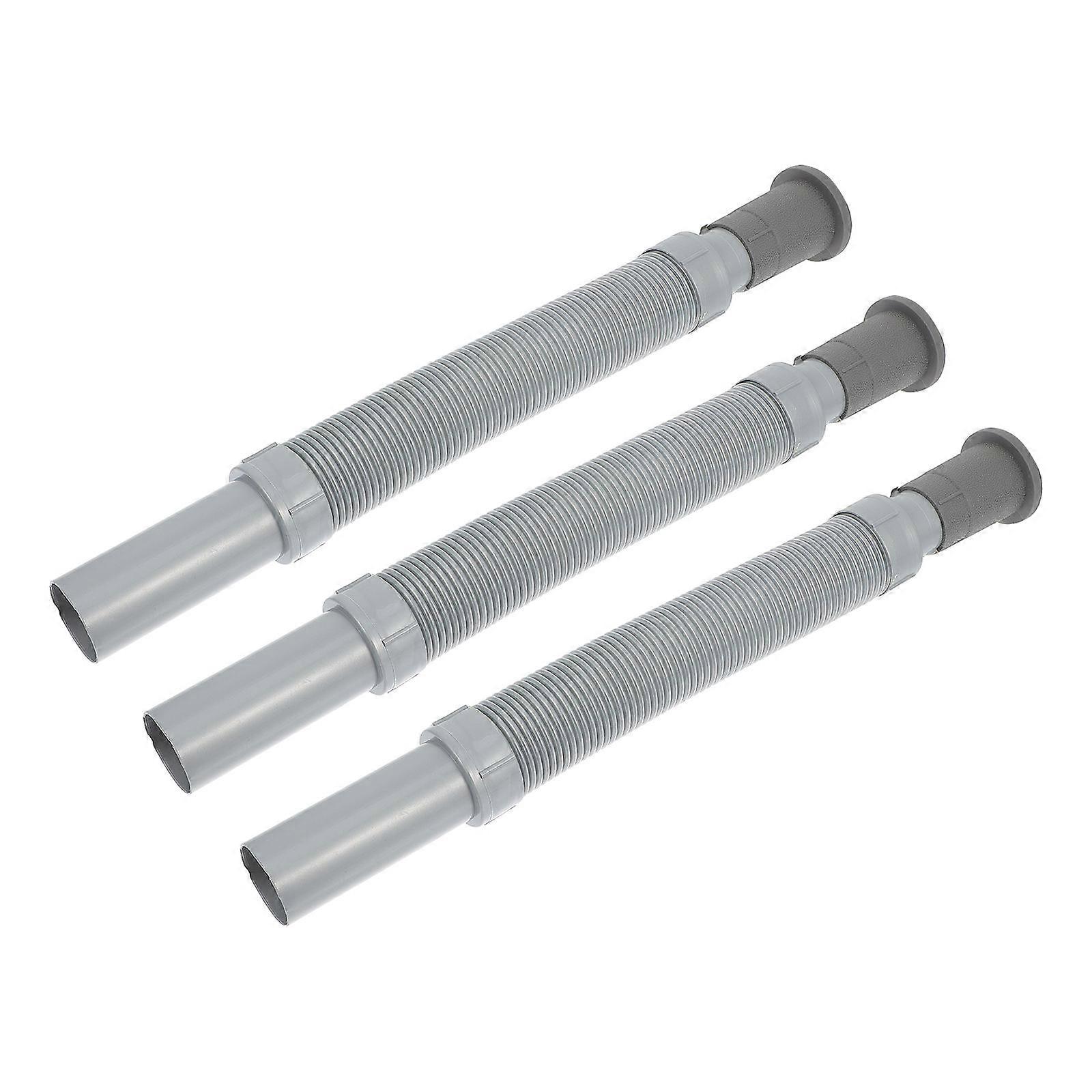Retractable Sink Drain Pipe Grey Odor-Proof Anti-Blocking 3Pcs For Kitchen Sink Indoor Use