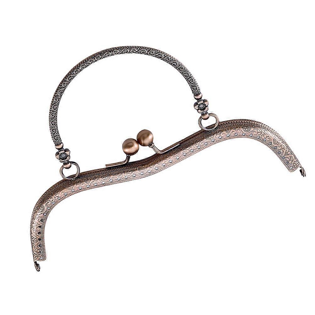 Retro Arch Purse Frame with Smooth Beads and Vintage Engraving for Bag Making Golden 19cm