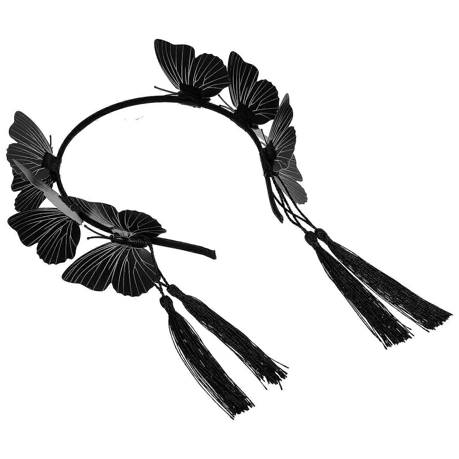 Here's a refined and engaging product description for your **Gothic Butterfly Headband**:
### 🦋 Gothic Butterfly Headband with Tassels – Chic