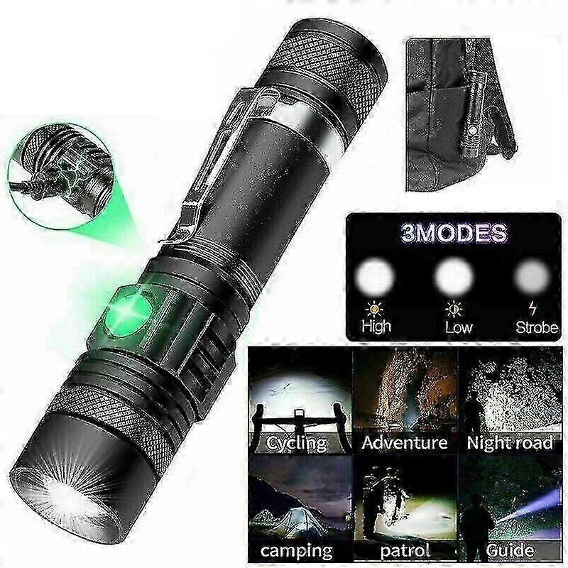 Super Bright 90000lm Led Tactical Flashlight Zoomable With Rechargeable Battery
