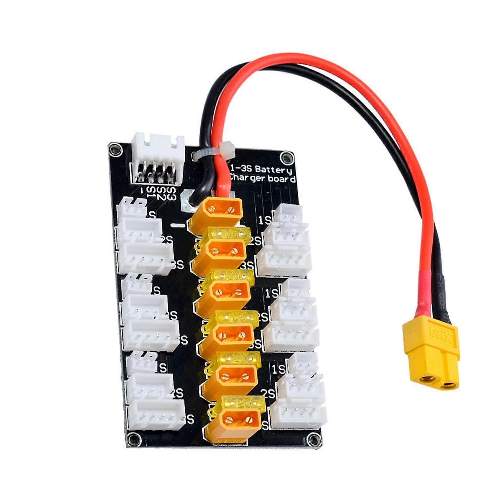 XT30 Parallel Charging Board 6 Port 20A for 1S to 3S Batteries Power Supply Durability for Home Projects