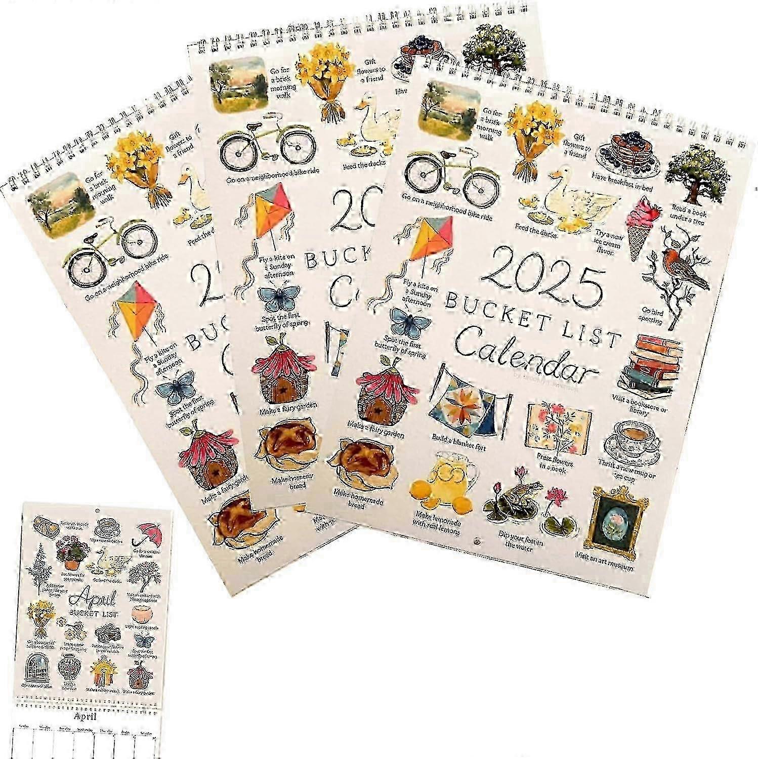 2025 Bucket List Calendar, 12 Months Wall Calendar, 2025 Wall Calendar To Do List Notes Calendar, 2025 Calendar For Planning Or Organizing