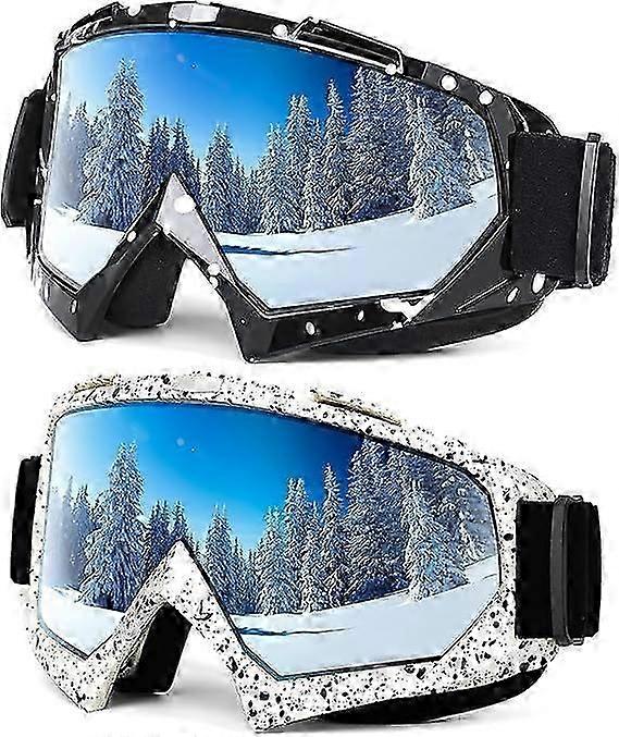 Adult Ski Goggles, 2 Pack Snowboard Goggles for Teens, Men and Women, Wide Field of View Snowmobile Goggles