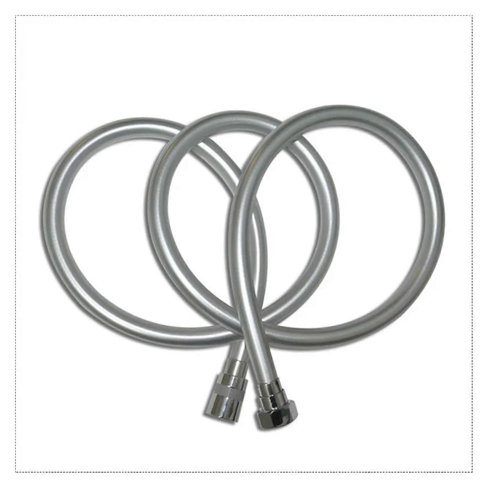 PVC Pressure Silver Smooth Shower Hose For Bath Handheld Head Flexible 360 Rotation Water (150cm)