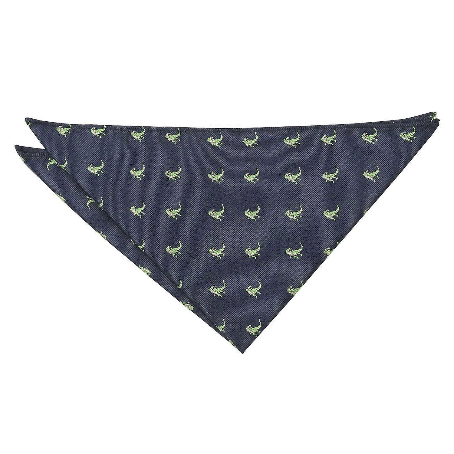 Navy Blue T-Rex Dinosaur Embroidered Pocket Square