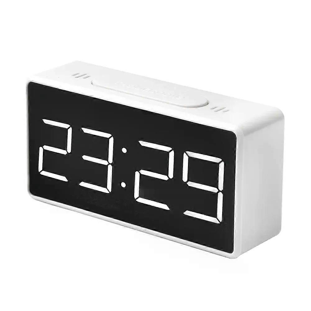 Digital LED Alarm Clock Home Bedroom Table Clocks Decoration USB Battery Mirror Real-time Temperature Display