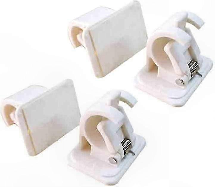 Self-Adhesive Curtain Rod Hooks, 4-Pack Wall Mount Brackets for Easy Installation, Durable ABS Material