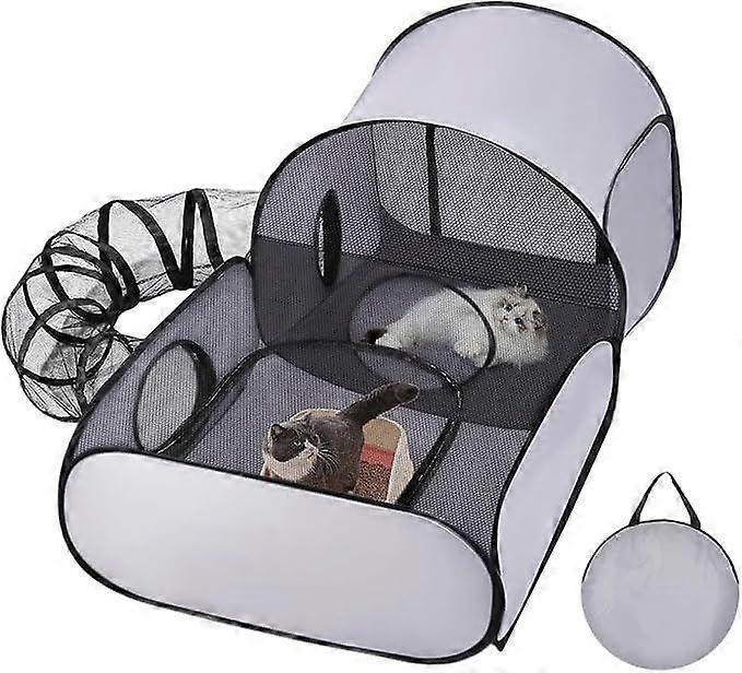 Outdoor Cat Playpen, Cat Playpen - Outdoor - Portable Design - Interactive Play House with Tunnel - Portable Pet Accessory for Puppies and Cat