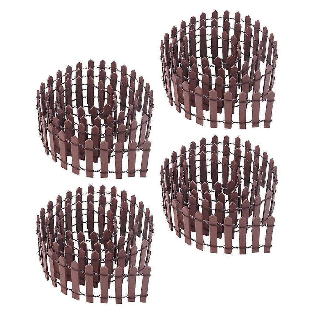Miniature Wood Fence for Decoration with Iron Wire and Coffee Color Great for DIY Craft Projects 4Pcs