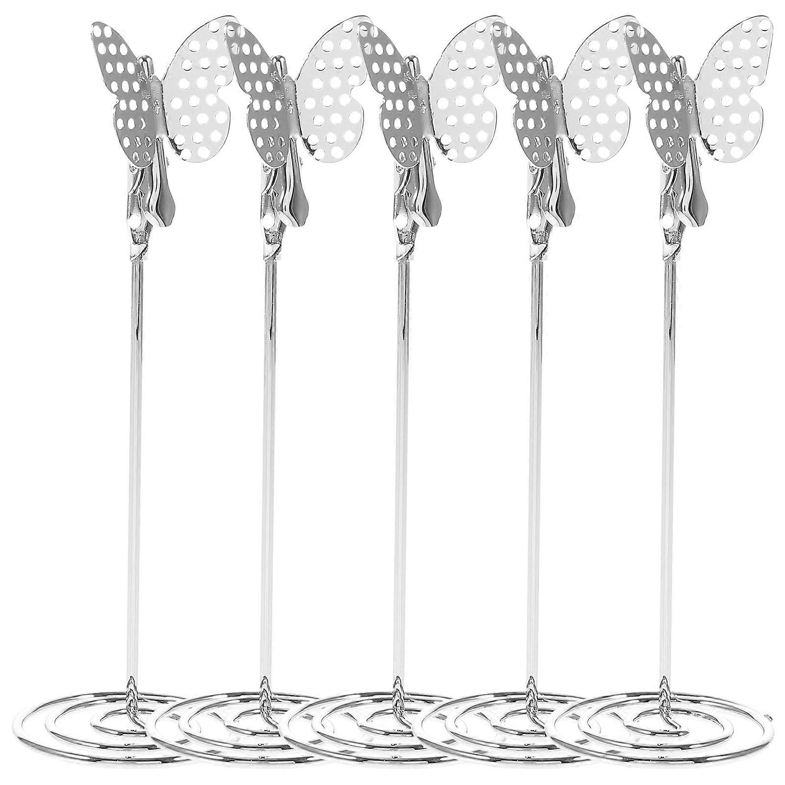 Worgeous 5 Pcs Table Number Holders Tall Chip Clip Stand for Christmas Desk in Silver Size 1