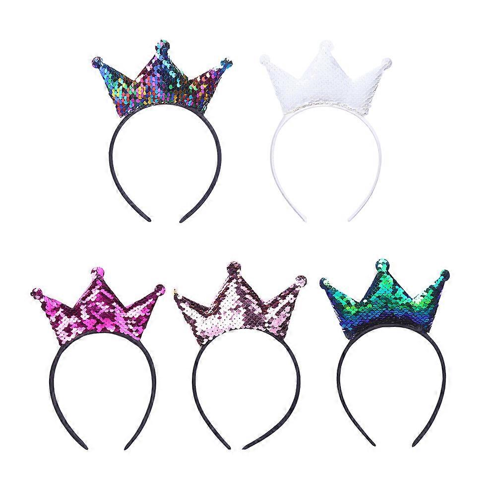 5 قطع تاج الشعر مشرق عصابة الشعر بريق الترتر غطاء الرأس حزب الشعر اكسسسوارات الشعر (أخضر ، أبيض ، وردي ، وردي ، ملون)