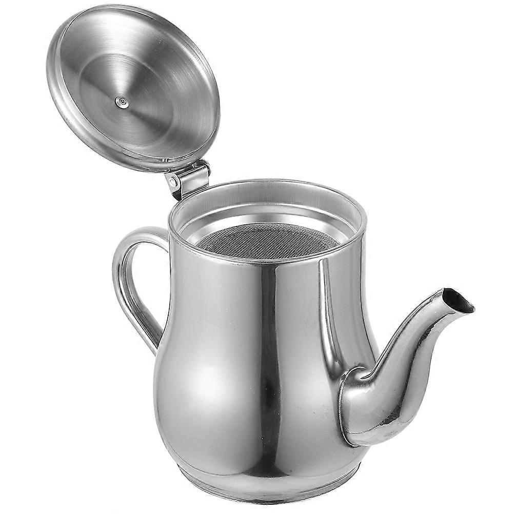 Practical Stainless Steel Oil Dispenser with Removable Strainer for Kitchen Use Silver
