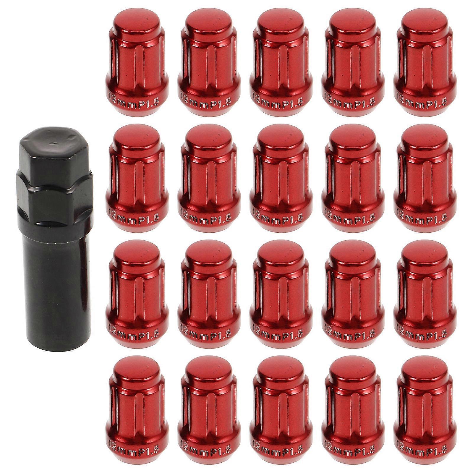 Red Lug Nut Covers for Car Wheels Made of Sturdy Steel Material Easy to Install M12x1.5