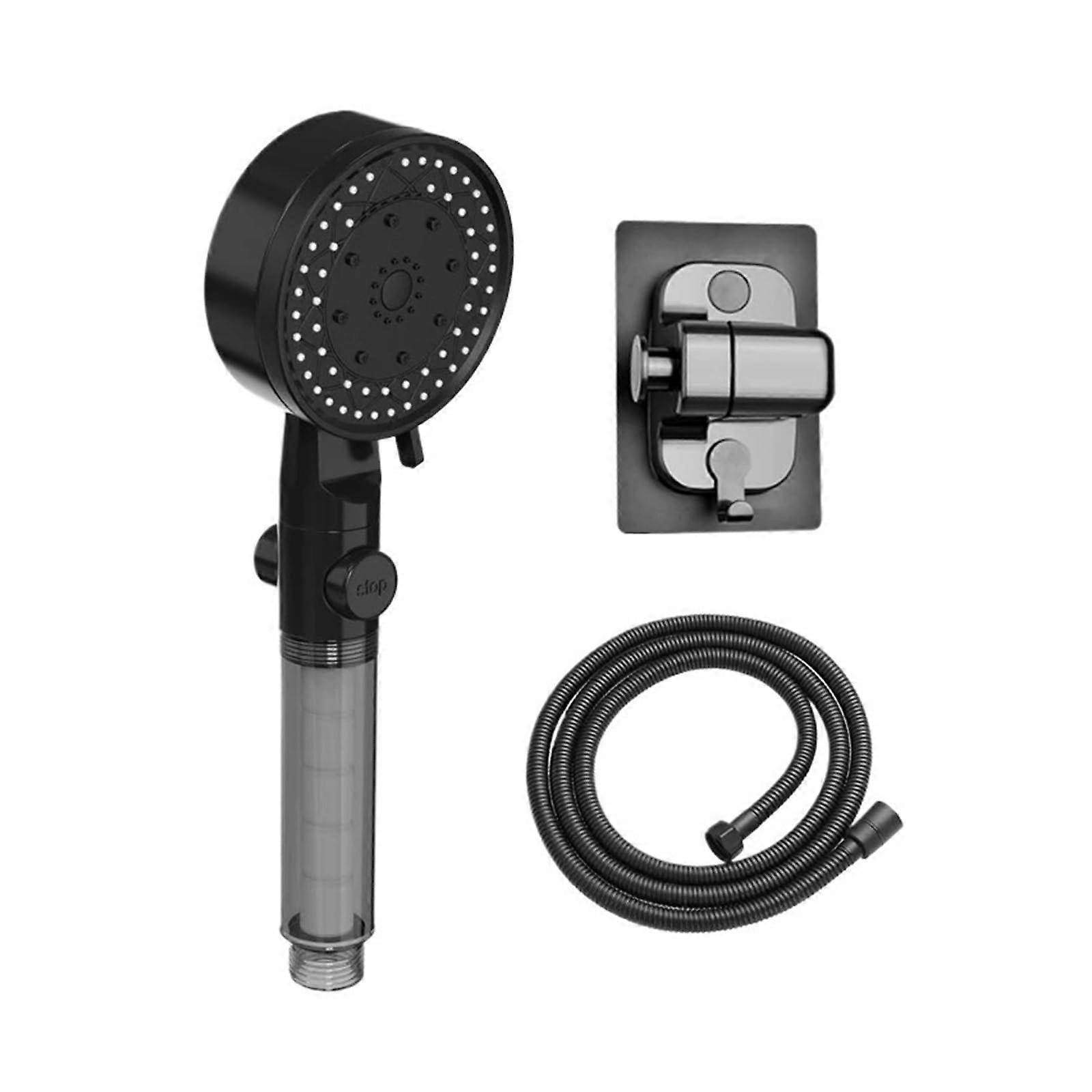 Handheld Shower Hose With Powerful Jet, Ion Head Filter, Low-Flow Rain Combo, Brushed Riser, Plastic