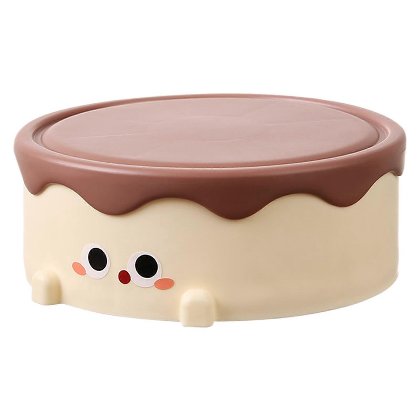 Storage Box with Mirror, Cosmetic Organizer in Round Cake Shape