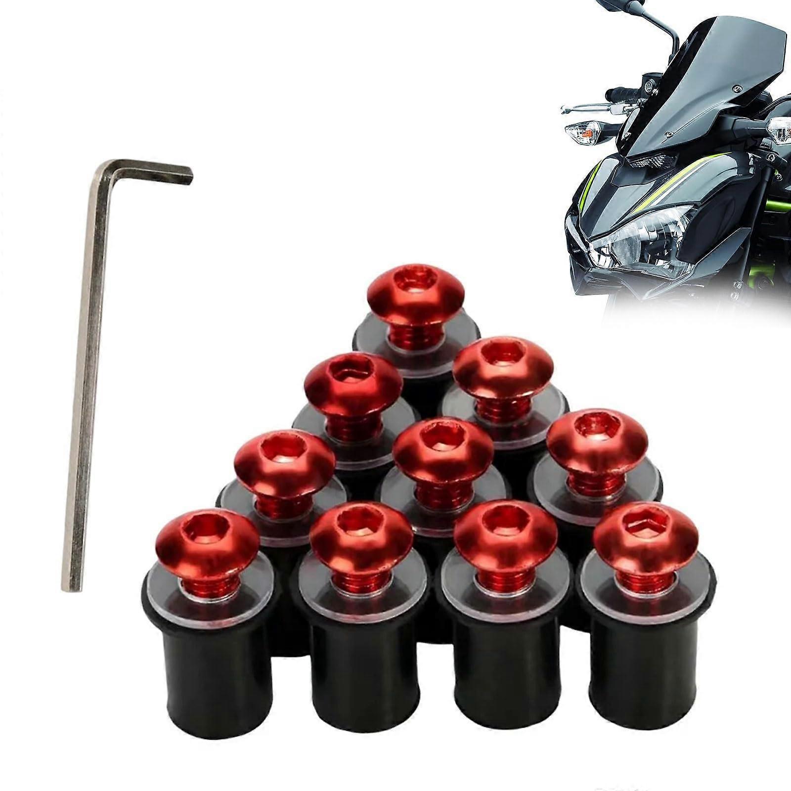 Motorcycle Windshield Screws Aluminum Pack of 10 for Secure Mounting Red