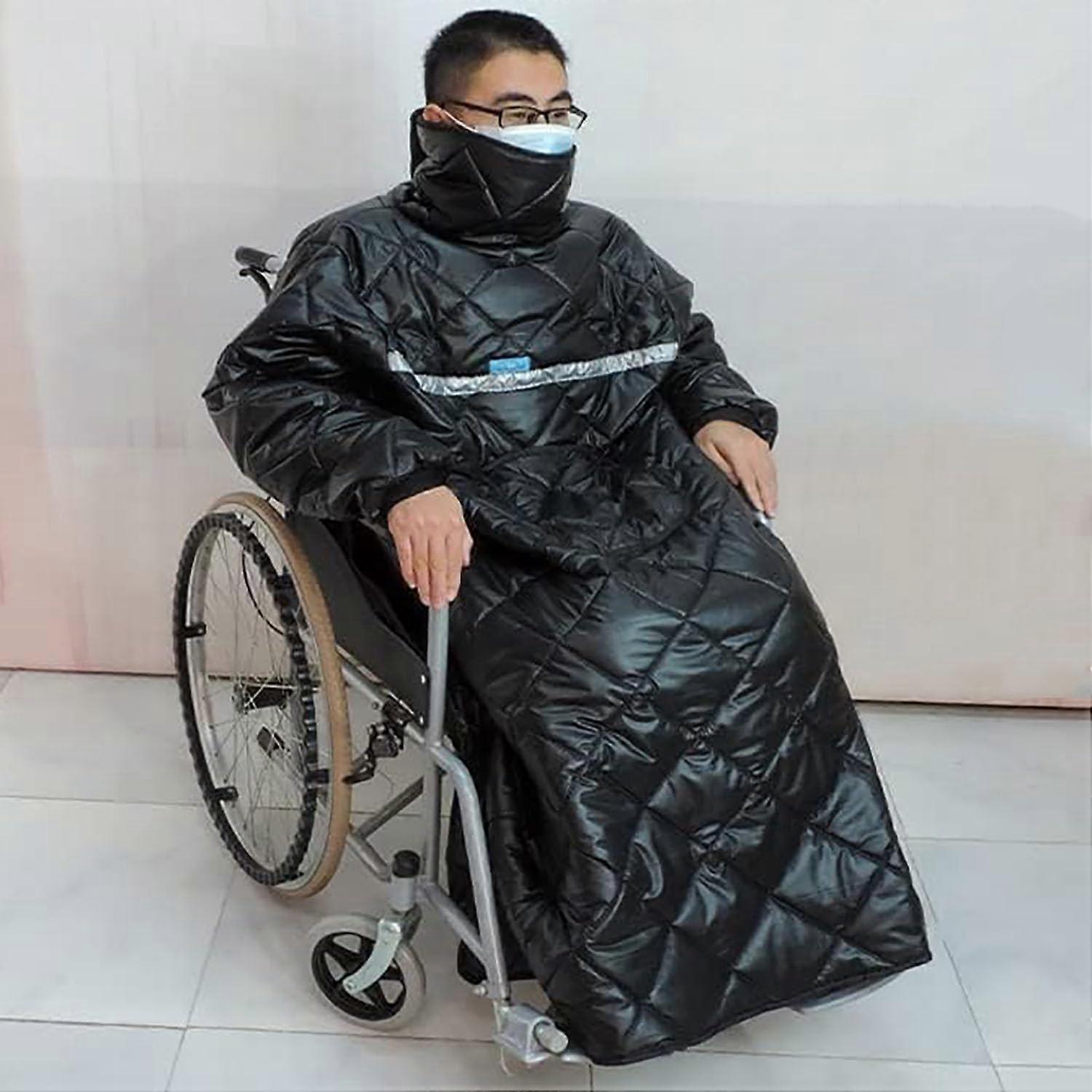 Waterproof Windproof Winter Wheelchair Blanket for Full Body, Portable Cozy Protection with Sleeves, Adult Size, Rain Cover for Wheelchair Users