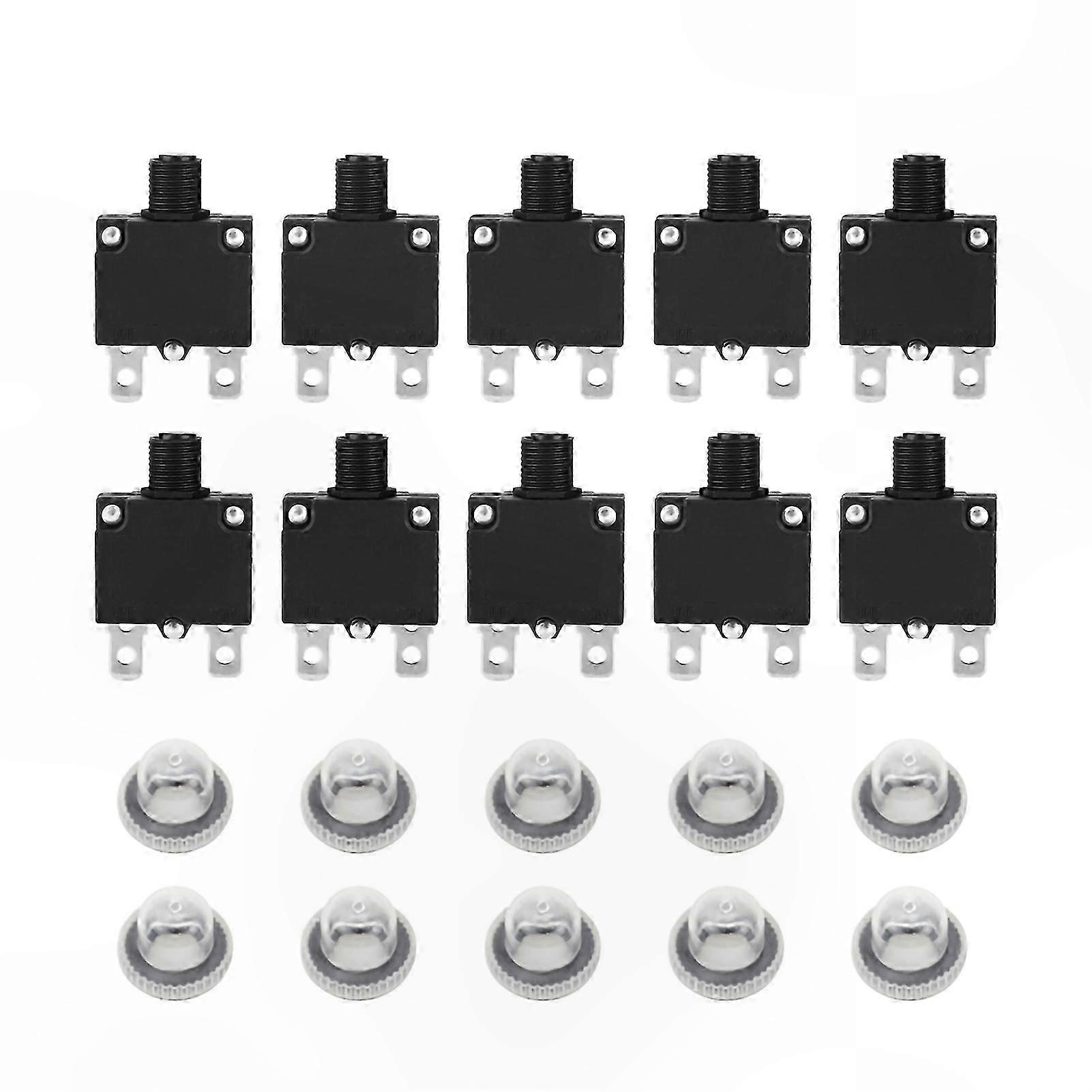 10-Pack Waterproof Circuit Breaker Protector, 125/250VAC 32VDC 10A
