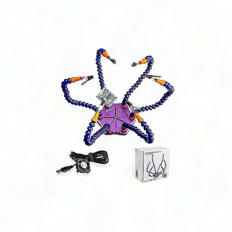 Multi-Function Stand for Electronics & Soldering, 6-Link Flexible Arm, Hands-Free, Purple
