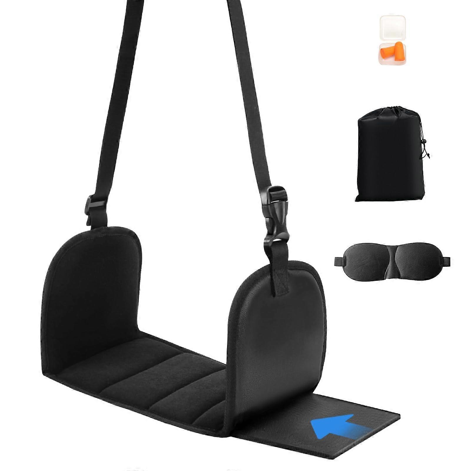 Foot Hammock Adjustable Pedals with Eye Mask  Earplugs for Long Flights