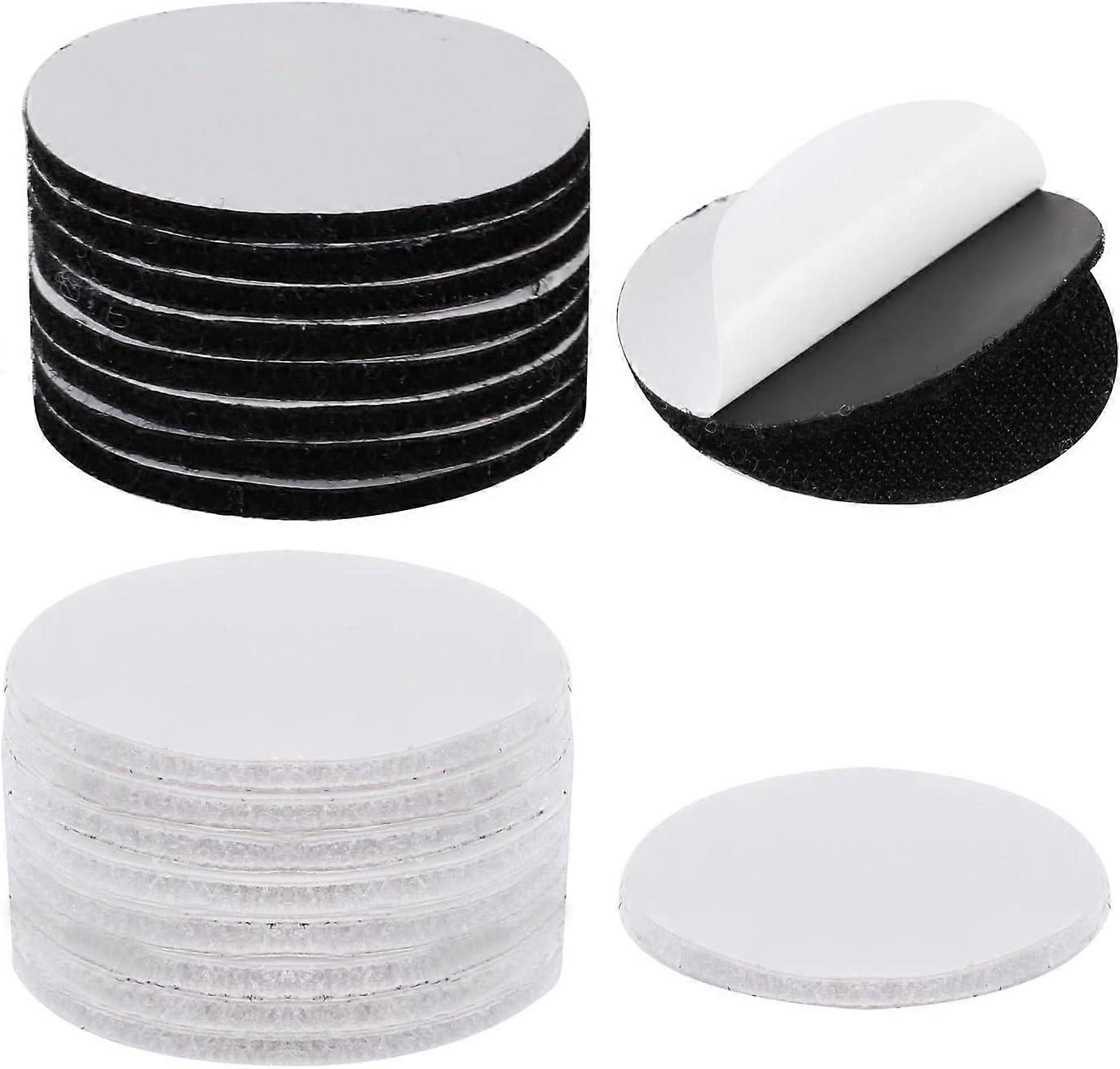 20 Pairs Round Self-Adhesive Velcro, 6cm Double Sided Velcro Strips Extra Strong Self-Adhesive Backing Pads (Black + White)