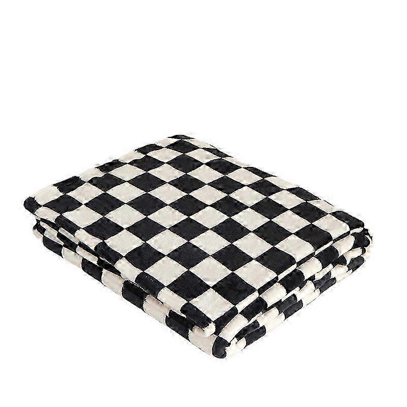 Checkered Flannel Blanket, Thick Milk Fleece Blanket, Coral Fleece Nap Blanket, 150x200cm