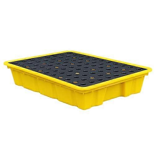 Modular Oil Spill Containment Basin Waterproof Polyethylene Platform 13.77x19.29x3.54in Yellow/Black with Top Grate