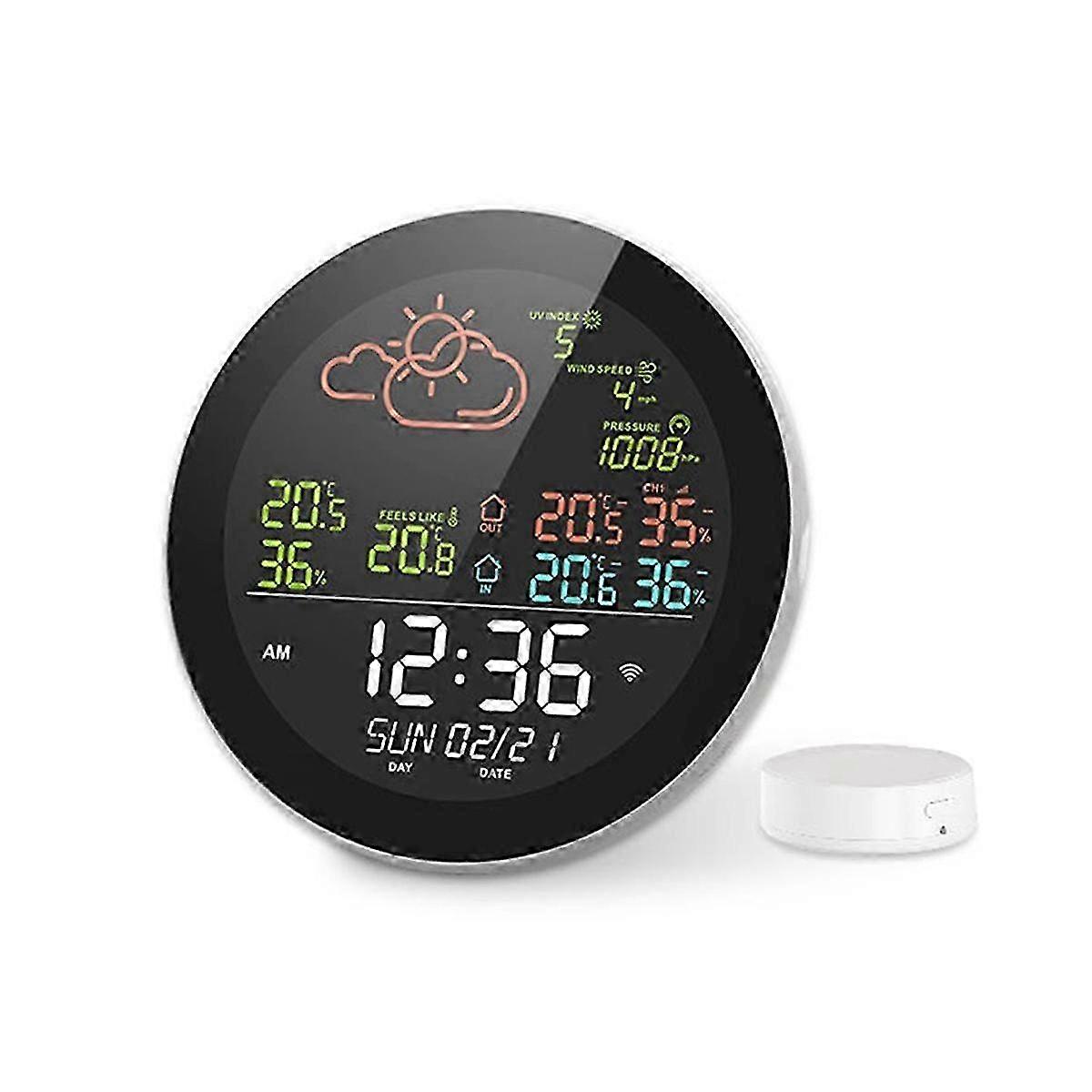 Tuya WIFI Weather Station Table Clock Outdoor Indoor Temperature Tester Weather Forecast Thermometer Hygrometer A