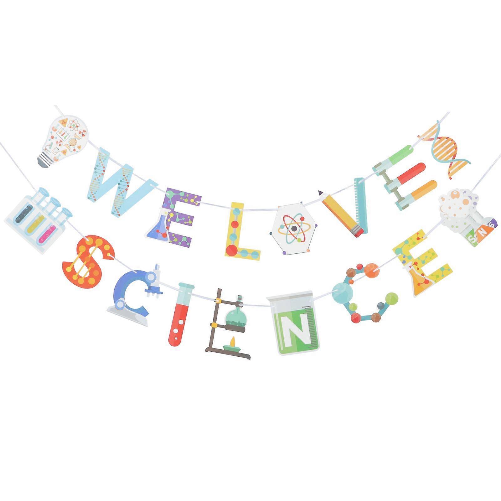 2pcs Science Party Decorations Pull Flag Science Banners Kids Science Decorations