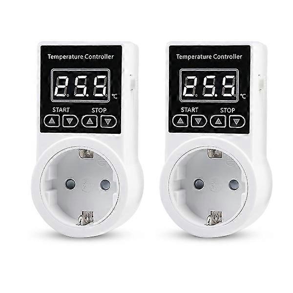 2 pcs Thermostat Socket with Sensor, Digital Temperature Controller Socket, Waterproof Temperature S