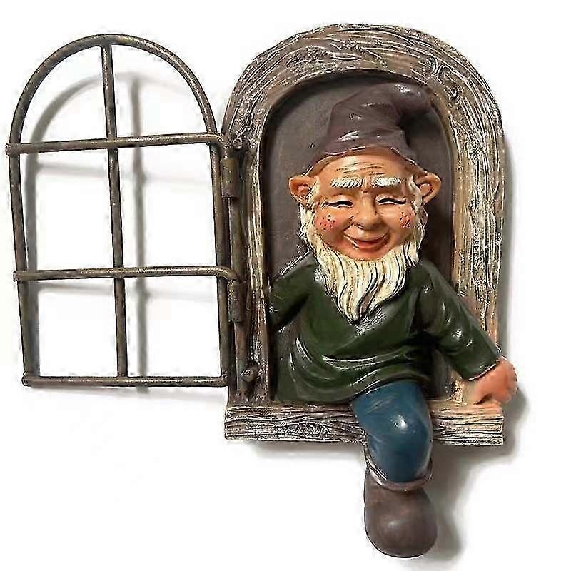 Garden Gnome Statue Elf Out The Door Tree Hugger 15cm