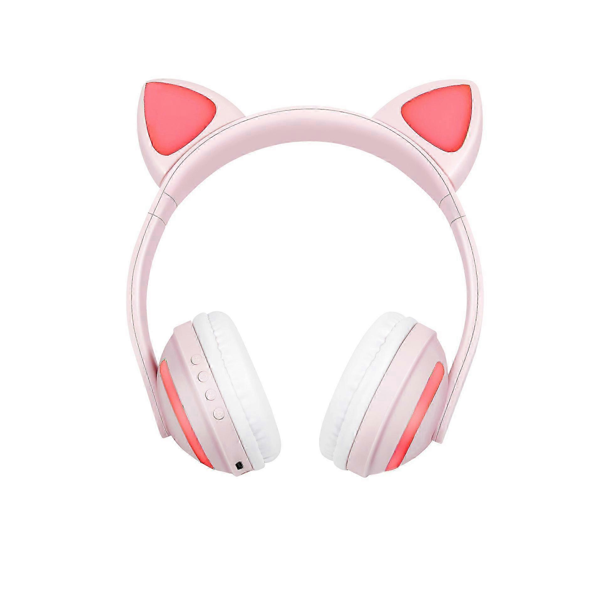 Gaming Bluetooth 5.0 Wireless Headset Over-Ear Cat LED Light Foldab...