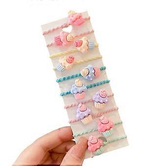 10PCS Lovely Cartoon Hair Rings Easy Hair Styling Accessories Scrunchies for Children Adult Women Kids Hair Elastic Multicolor