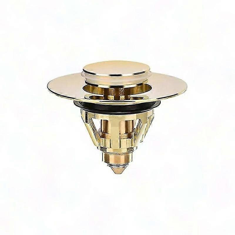 Universal Brass Sink Stopper Anti-Clog Basin Strainer Valve with Fro (Gold)