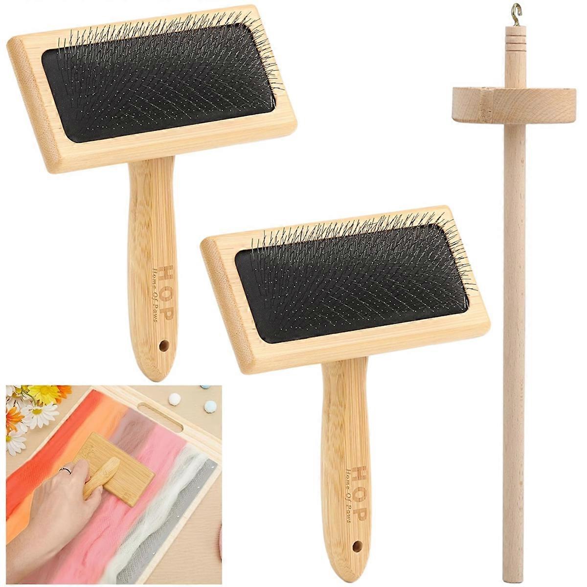 3 Pieces of Wool Carding Drop Spindle Set, Drop Spindle Maple Top Full Rotation Smooth , Suitable for Craft Felt