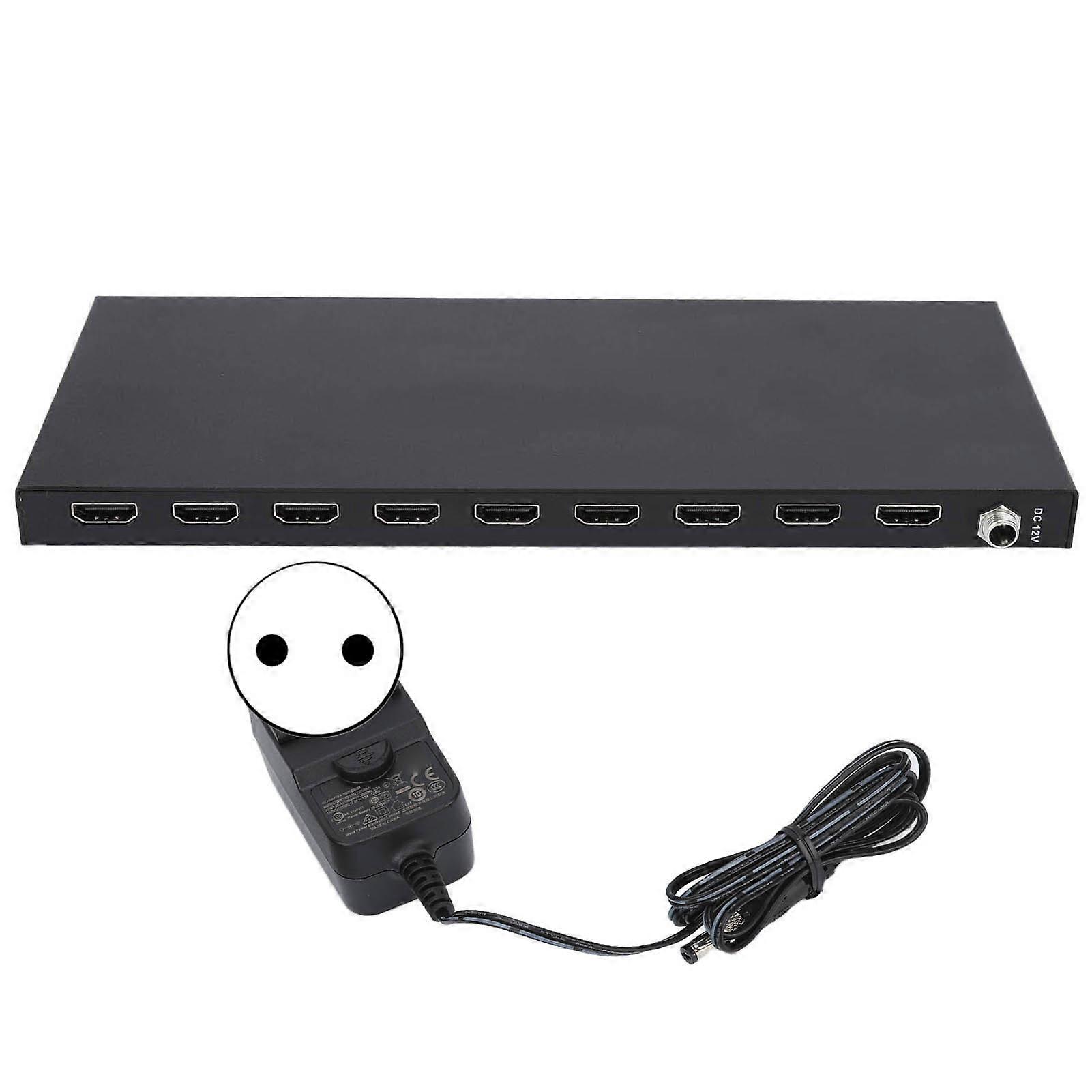 1x8 HD Multimedia Interface Video Splitter 4K 60Hz, EDID Management, 1 In 8 Out, EU Plug