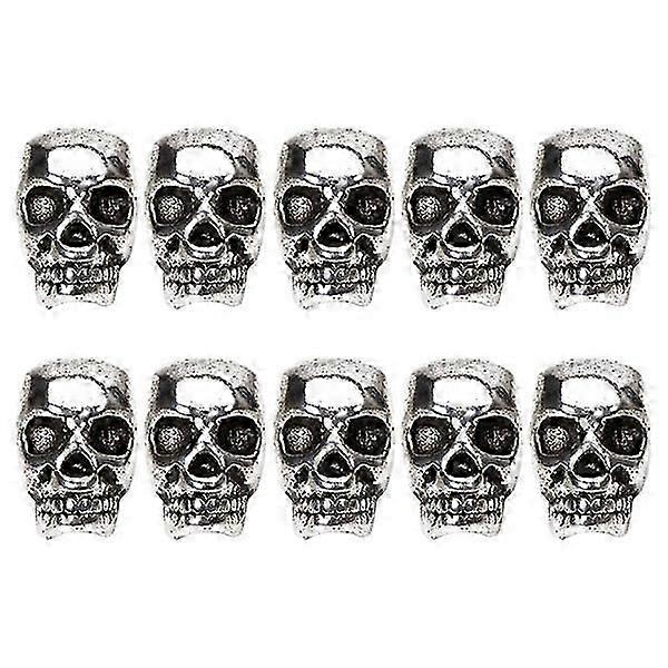 10 件骷髅项链手链骷髅珠古董银珠骷髅骷髅珠大孔珠