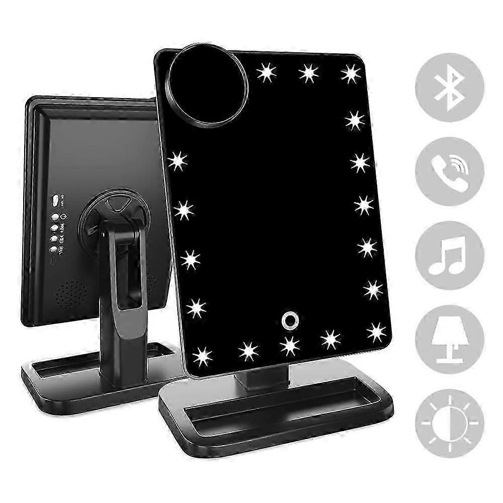 Vanity Mirror with Lights Bluetooth Lighted Makeup Mirror Touch Screen(Bluetooth-Black)