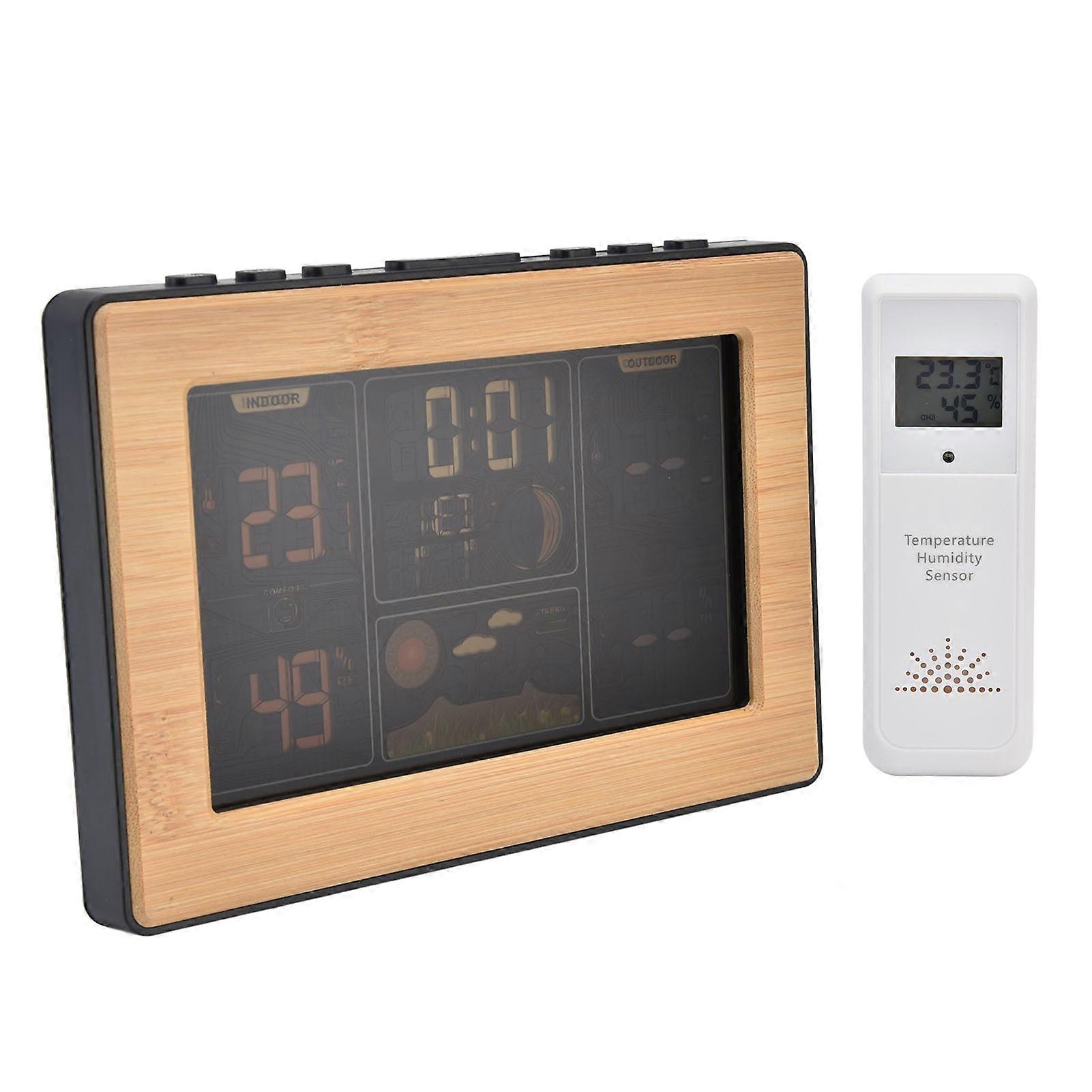 LCD Weather Station with Wireless Sensor, 16.2x11.3x2.9cm, US Plug