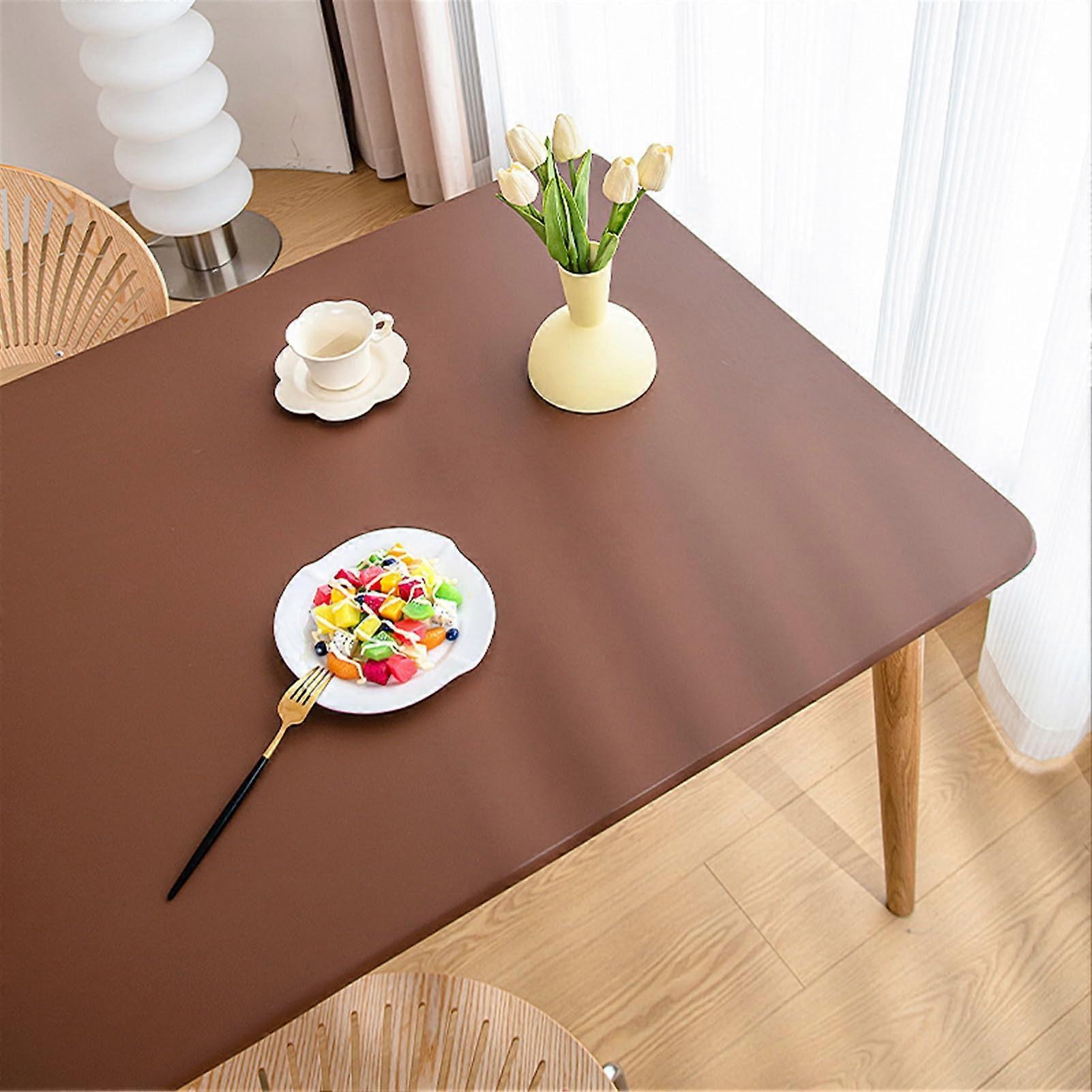 Rectangle Picnic Tablecloth Waterproof Elastic Fitted Table Cover Indoor Outdoor 28x47 Brown Stain-Resistant Wipeable