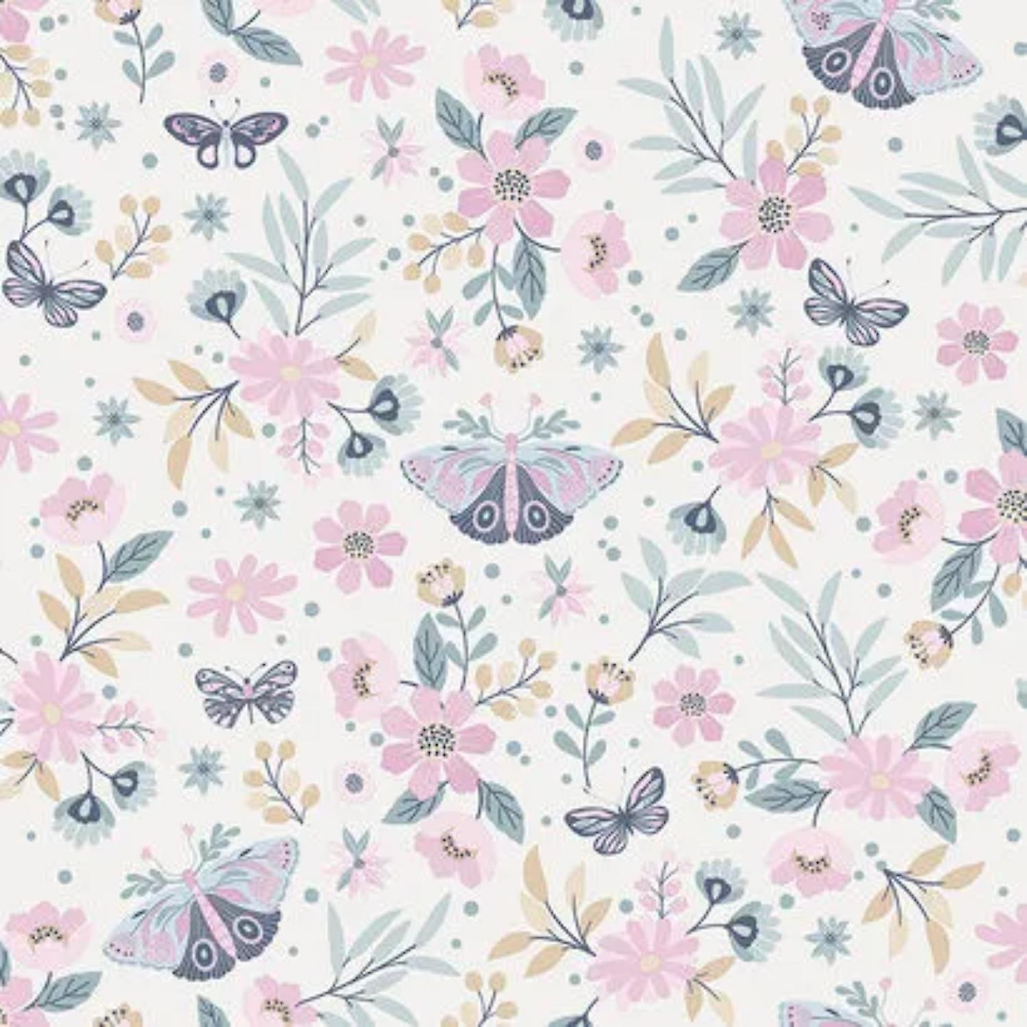 Muriva Pink Butterfly vinyl wallpaper