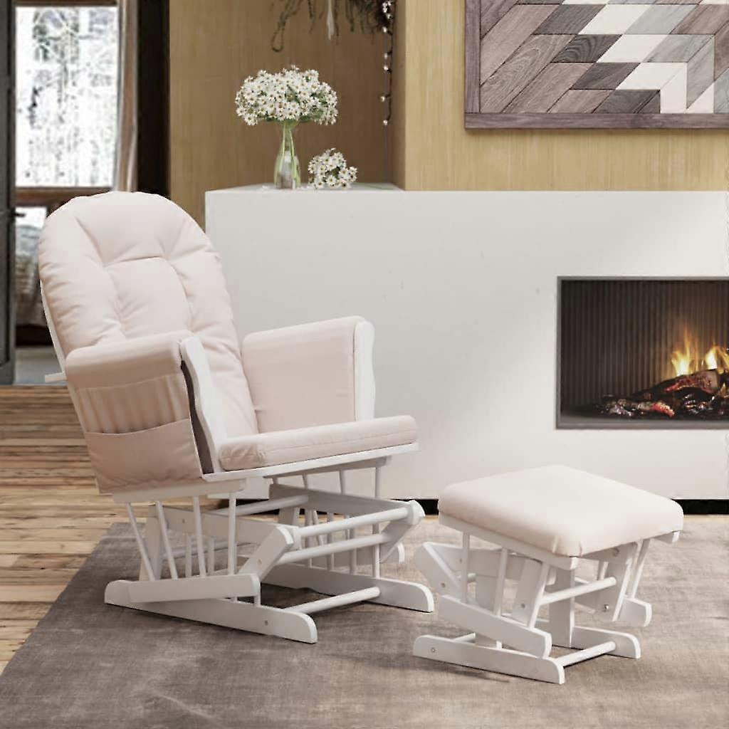 Schaukelsessel mit Hocker Gleitend Hellrosa Stoff