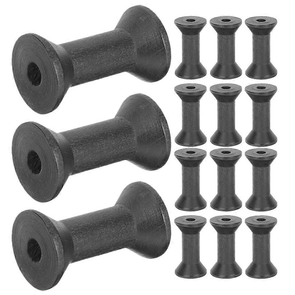 Wooden Ribbon Spools for Sewing Craft Projects to Organize 75Pcs Black