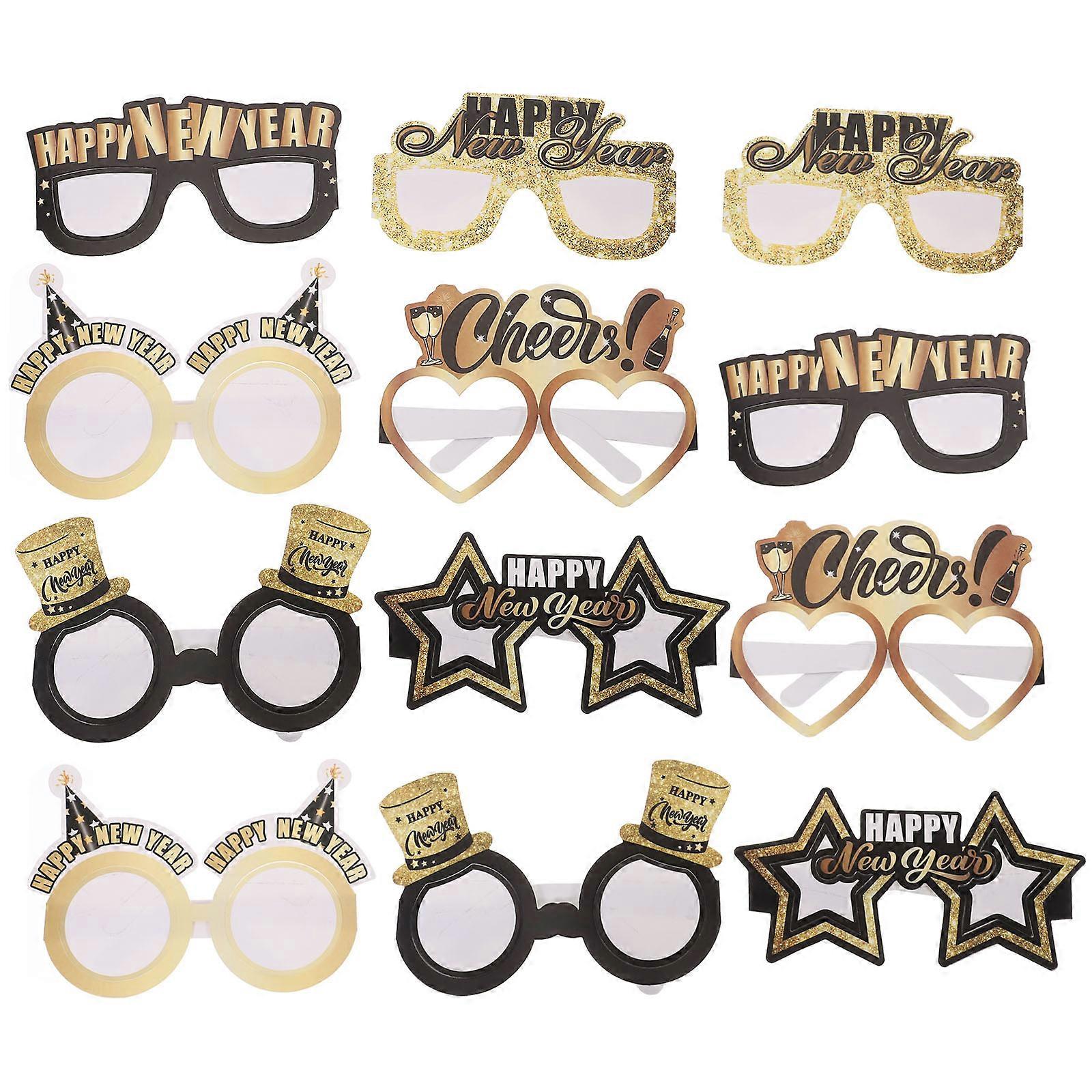 Multicolor Paper New Year Party Eyeglasses for Decor 12Pcs