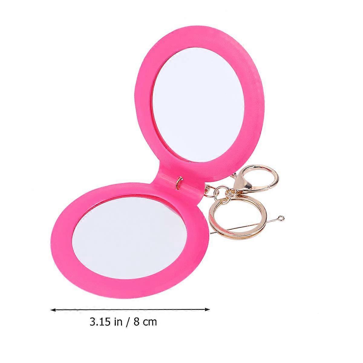 Portable Double Sides Cosmetic Compact Mirror Bathroom Use Rosy Color Touch-Ups 1Set