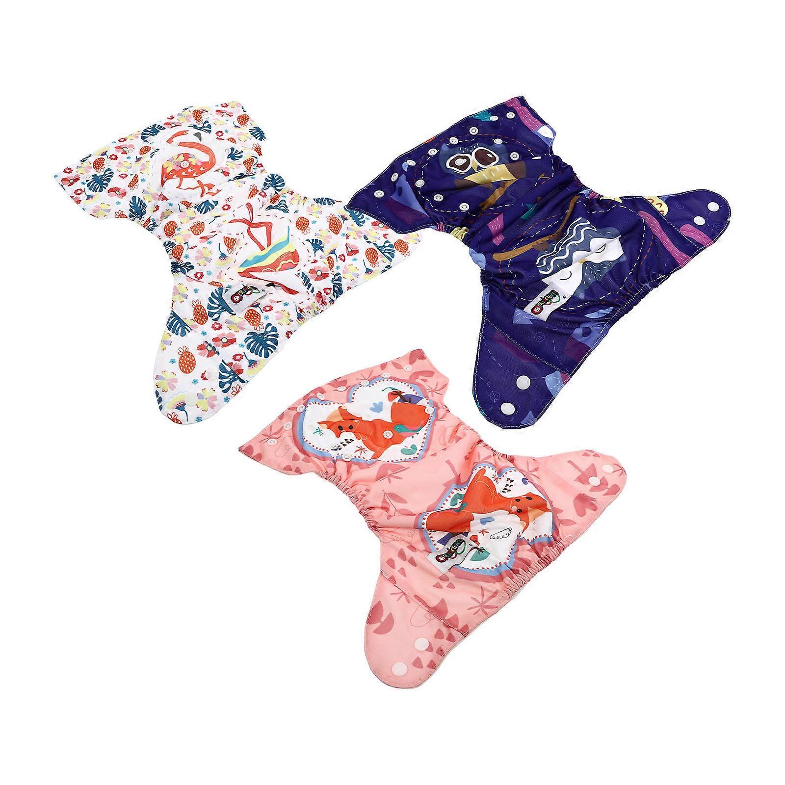 Waterproof Cloth Diapers Baby Pants for Baby 3Pcs Assorted Color Snap-Fastener