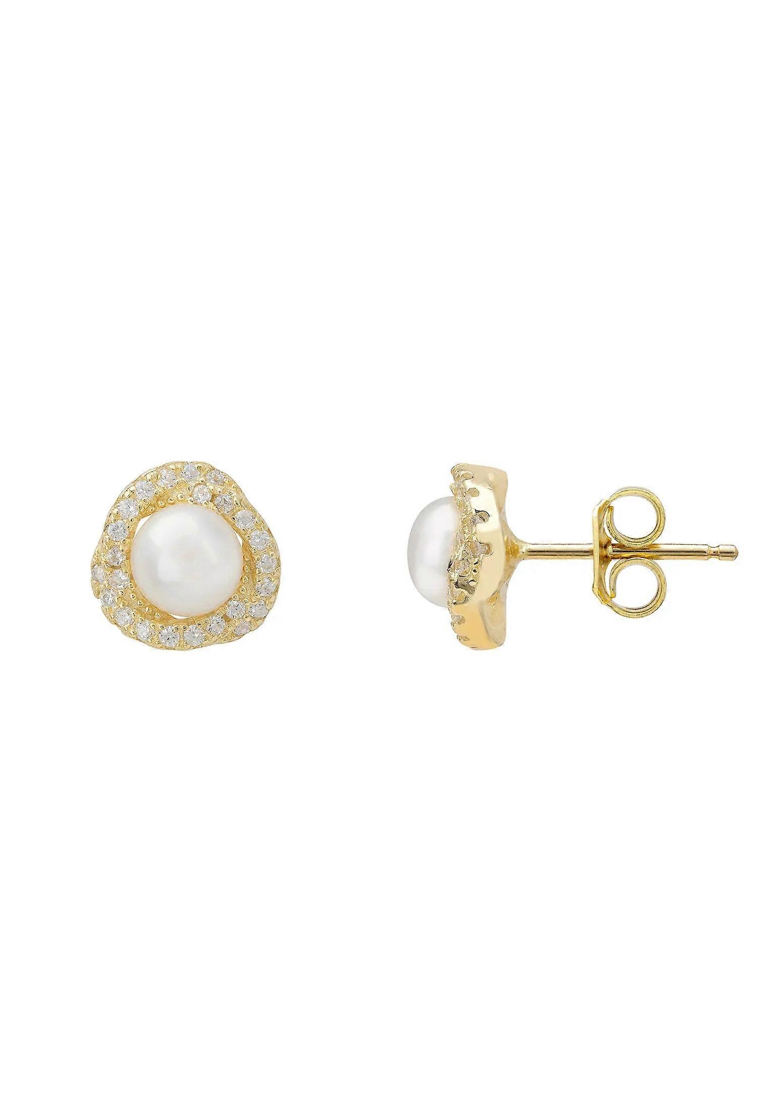 Latelita Rococo Pearl Stud Earrings in 18ct Gold for Women