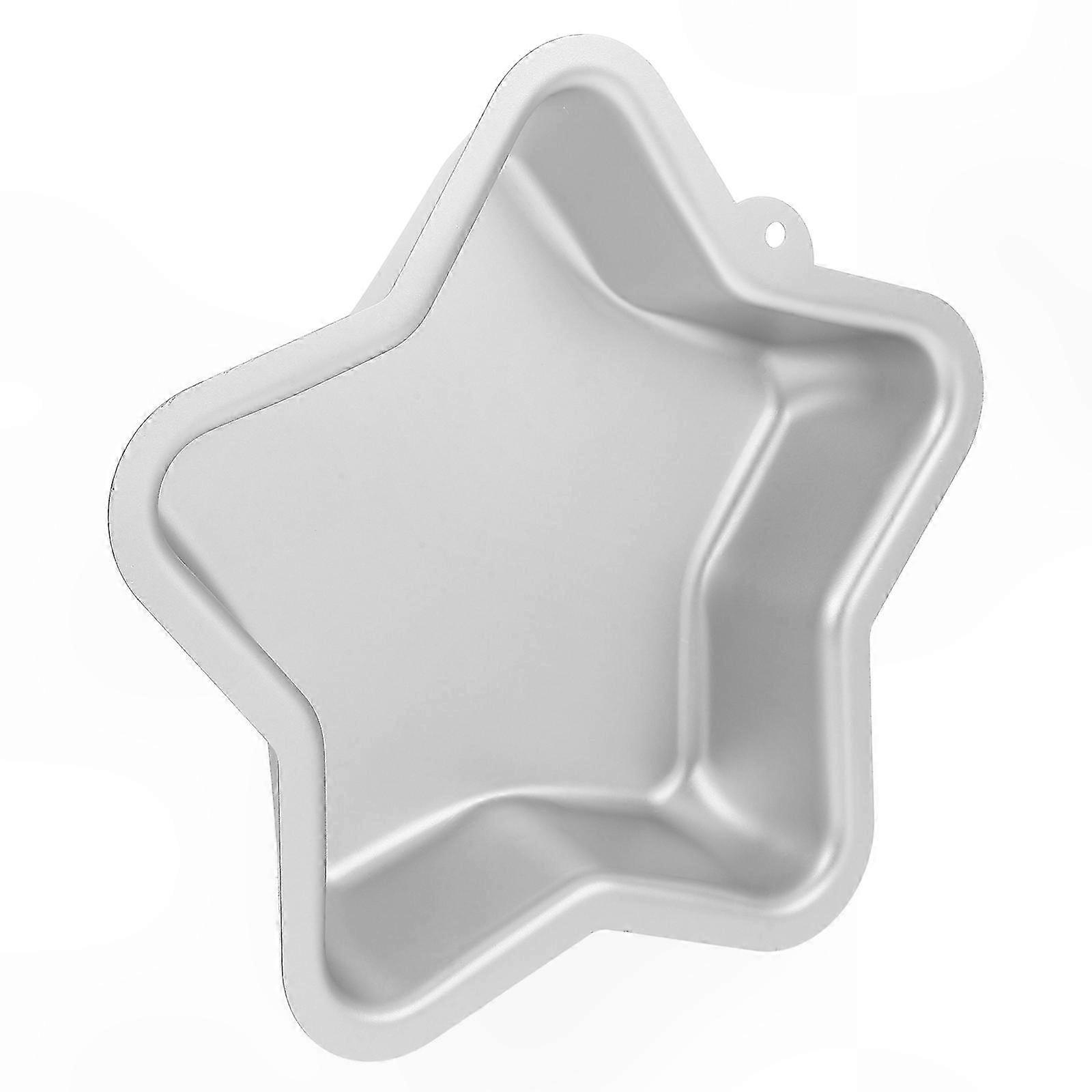 قالب كيك غير لاصق على شكل نجمة ، قالب خبز من الألومنيوم لحفلات أعياد الميلاد ، 24x23x4.8 سم ، فضي ، 1 قطعة